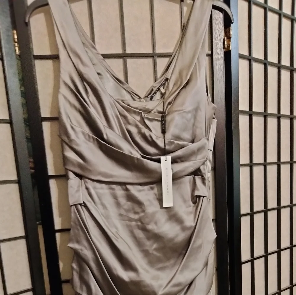 Sadie silver silk midi dress semi formal size 6 by Elie Tahari - Picture 2 of 10